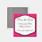 Fuchsia Brown & White Save the Date Magnet Magneet (Voorkant / Achterkant)