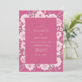 Fuchsia Bruiloft Kaart (Staand voorkant)