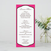 Fuchsia Bruin & Wit Huwelijk Receptie Menu's (Staand voorkant)