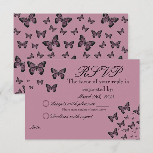 Fuchsia Butterflies RSVP (Devant / Derrière)