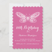 Fuchsia Butterfly 18th Birthday Invitation (Devant)