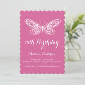 Fuchsia Butterfly 18th Birthday Invitation (Debout devant)