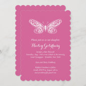 Fuchsia Butterfly bat Mitzvah Invitation Kaart (Voorkant / Achterkant)