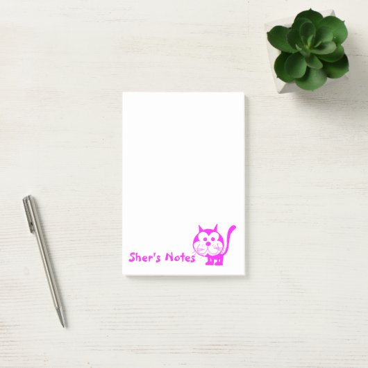 Fuchsia Cat post-it notes (Kantoor)