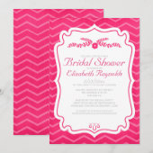 Fuchsia Chevron lance une invitation à la douche n (Devant / Derrière)