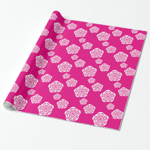 Fuchsia Chic Rozen Bloemenpatroon Cadeaupapier