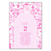Fuchsia Chinoiserie Menu & Numéro de table (Par défaut)