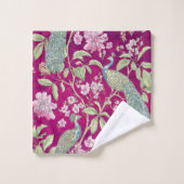 Fuchsia Chinoiserie paon floral (Gant de toilette)