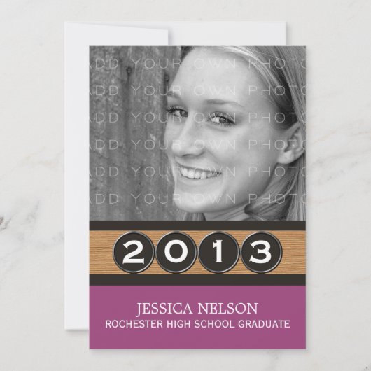 Fuchsia Classy Keys Graduation Invitation (Devant)