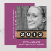 Fuchsia Classy Keys Graduation Invitation (Devant / Derrière)