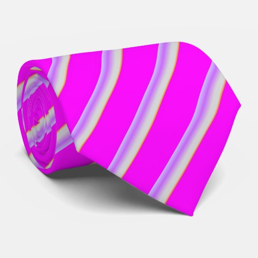 Fuchsia Color Stropdas met strepen (Opgerold)
