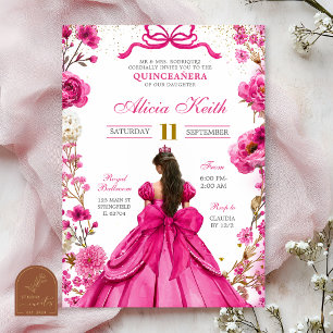 Fuchsia coquette strik verjaardagsuitnodiging prin kaart