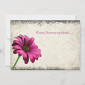 Fuchsia Coral Sinaasappel Gerber Daisy Wedding Inv Kaart (Achterkant)