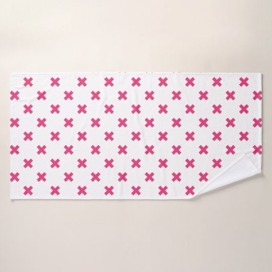 Fuchsia croix sur le blanc (Serviette de bain)