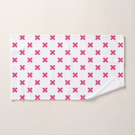 Fuchsia croix sur le blanc (Serviette à main)