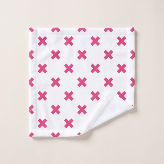 Fuchsia croix sur le blanc (Gant de toilette)