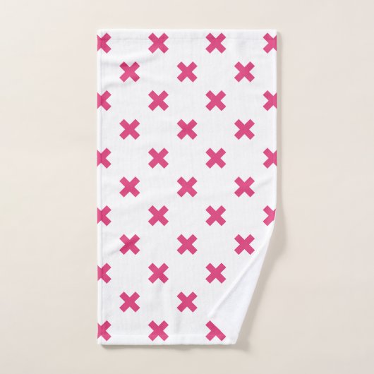 Fuchsia croix sur le blanc (Serviette à main)