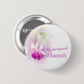 Fuchsia custom bridesmaid round badge button (Devant & derrière)