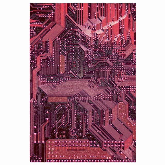 Fuchsia Cyber Circuit Board Tech Art Electronics Fotobeeldje Ornament (Voorkant)