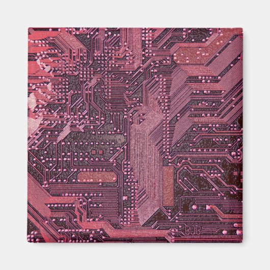 Fuchsia Cyber Circuit Board Tech Art Electronics Magneet (Voorkant)