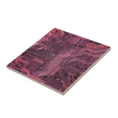 Fuchsia Cyber Circuit Board Tech Art Electronics Tegeltje (Zijkant)