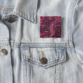 Fuchsia Cyber Circuit Board Tech Art Electronics Vierkante Button 5,1 Cm (In situ)