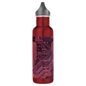 Fuchsia Cyber Circuit Board Tech Art Electronics Waterfles (Links)