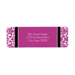 Fuchsia Damask Aangepaste retour adreslabels Etiket