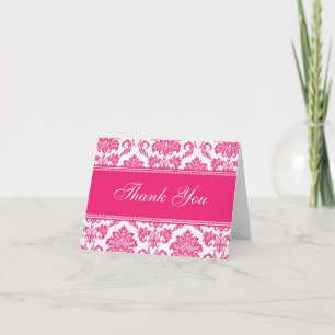 Fuchsia Damask Bedankkaartjes Bedankkaart