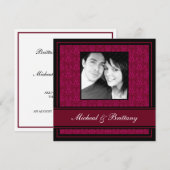 Fuchsia Damask Faire-Part de Fiançailles (Devant / Derrière)