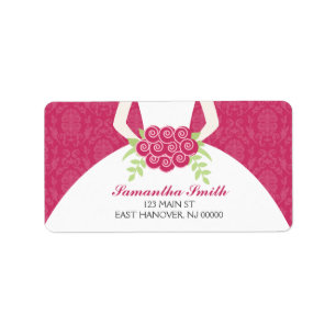 Fuchsia Damask Pattern Vrijgezellenfeest Etiket