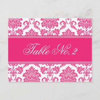 Fuchsia Damask Weduwingnummer Briefkaart