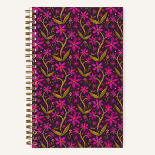 Fuchsia   Dansende Aquarel Daisies Notitieboek