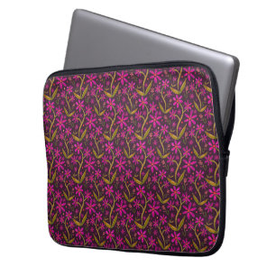 Fuchsia   Dansende waterverf margrieten Laptop Sleeve
