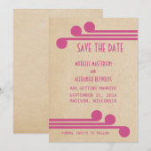 Fuchsia Deco Chic Invitation de sauvegarde de date (Devant / Derrière)