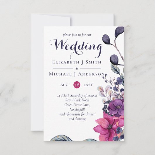 Fuchsia Dreams Wedding Invitation met Env SMALL (Voorkant)