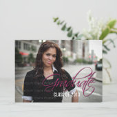 Fuchsia Elegant Script Photo Invitation (Debout devant)