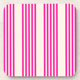 Fuchsia en beige vijf strepen patroon bier onderzetter