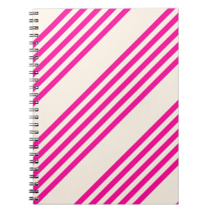 Fuchsia en beige vijf strepen patroon notitieboek