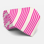 Fuchsia en beige vijf strepen patroon stropdas (Opgerold)