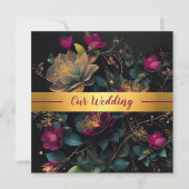 Fuchsia en Blue Spring Garden bruiloft uitnodiging (Voorkant)