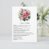 Fuchsia en Emerald Green Wedding Guest Details Informatiekaartje (Staand voorkant)