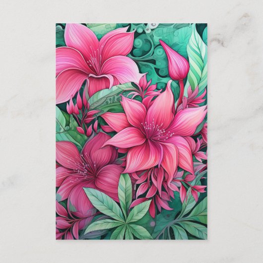 Fuchsia en Emerald Green Wedding Guest Details Informatiekaartje (Achterkant)