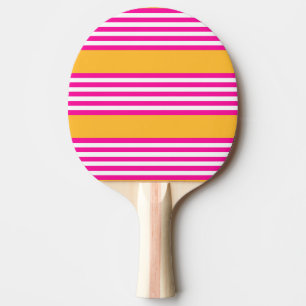 Fuchsia en geel vijf strepen patroon tafeltennisbatje