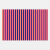 Fuchsia en gele strepen met blauw van de marine inpakpapier vel (Voorkant 3)