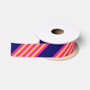 Fuchsia en gele strepen met blauw van de marine lint