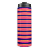 Fuchsia en gele strepen met blauw van de marine thermosbeker (Voorkant)