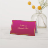 Fuchsia en goud Elegant Wedding Place Card (Voorkant)