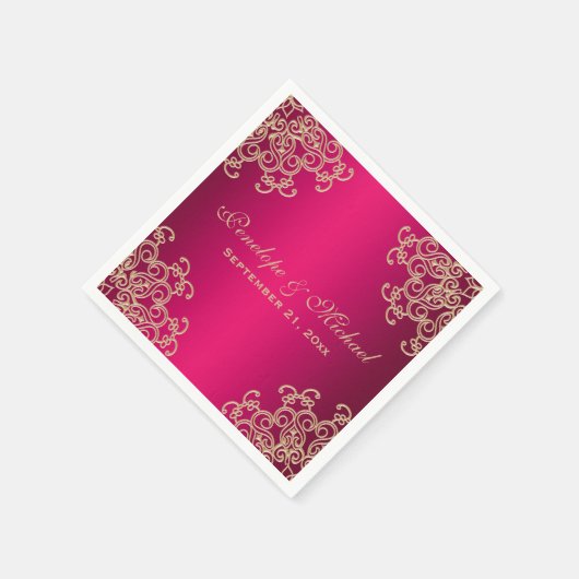Fuchsia en gouden Indiase stijl bruiloft Servet (Hoek)