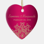 Fuchsia en Gouden Indiase Stijl Huwelijkspartij Fa Keramisch Ornament (Rechts)